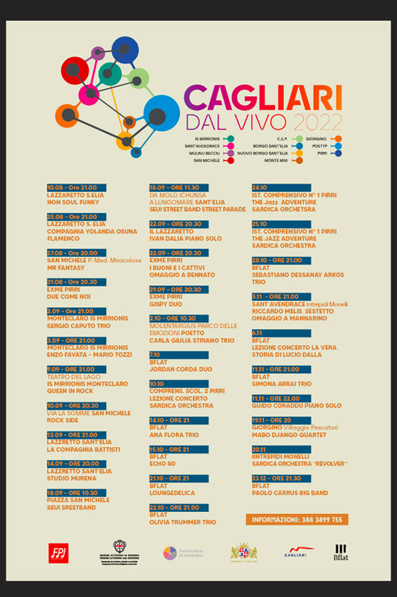 Cagliari dal Vivo 2022 - Cartellone completo - Agosto-Dicembre 2022
