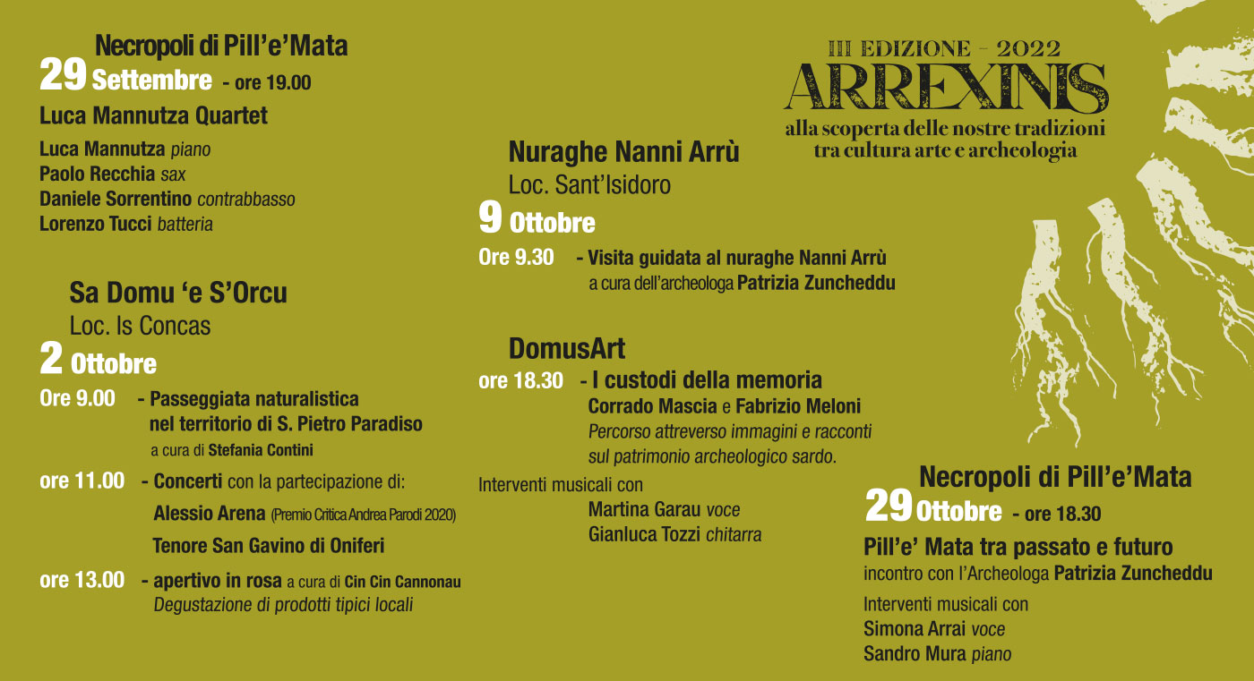 Arrexinis | Settembre - Ottobre 2022 | Musica, archeologia - Quartucciu Cagliari Sardegna